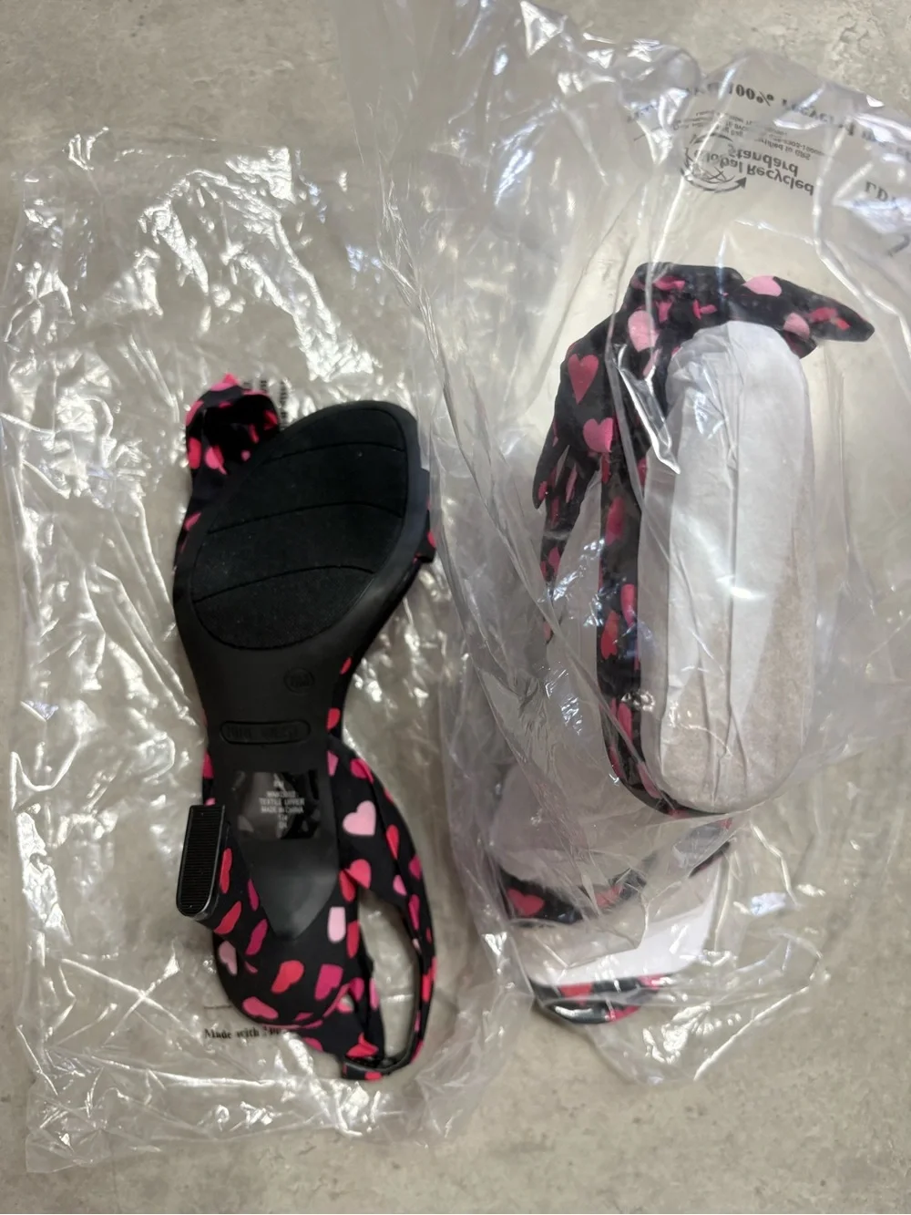 Nine West Black Sandals with Pink Heart Accents